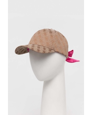 Guess czapka z daszkiem kolor różowy wzorzysta AW5068 POL01