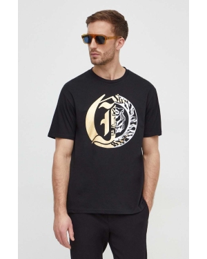 Just Cavalli t-shirt bawełniany męski kolor czarny z nadrukiem