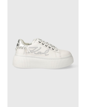 Karl Lagerfeld sneakersy skórzane KREEPER LO kolor biały KL42372A