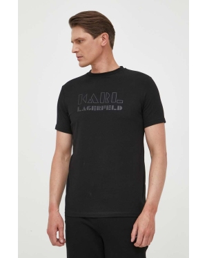 Karl Lagerfeld t-shirt męski kolor czarny wzorzysty