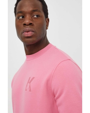 Karl Lagerfeld bluza męska kolor różowy gładka