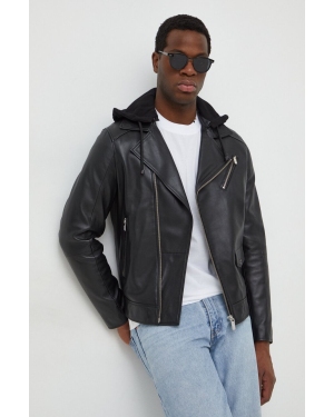 Karl Lagerfeld ramoneska skórzana męska kolor czarny przejściowa