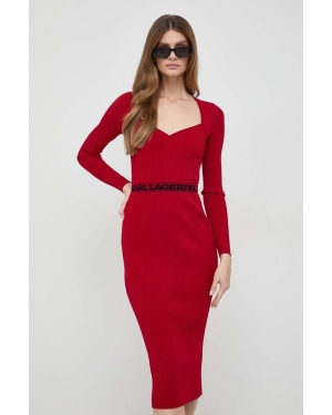 Karl Lagerfeld sukienka kolor czerwony midi dopasowana