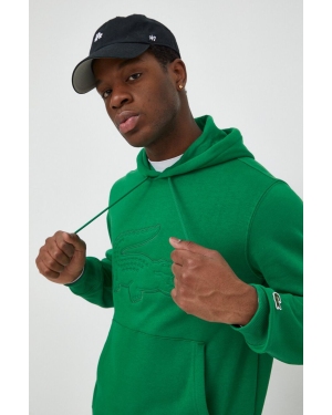 Lacoste bluza męska kolor zielony z kapturem z aplikacją