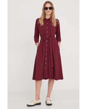 Lacoste sukienka bawełniana kolor bordowy mini oversize