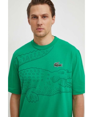 Lacoste t-shirt bawełniany męski kolor zielony z nadrukiem