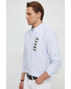 Lacoste koszula bawełniana męska kolor biały regular z kołnierzykiem button-down