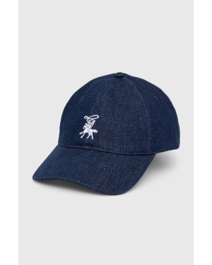 Levi's czapka z daszkiem bawełniana kolor niebieski z aplikacją