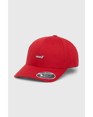Levi's czapka z daszkiem kolor czerwony z aplikacją