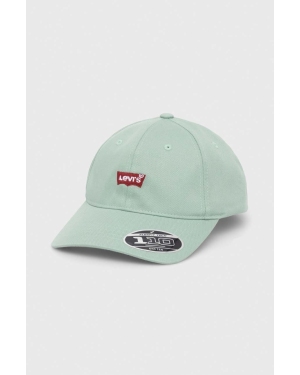 Levi's czapka z daszkiem kolor zielony z aplikacją