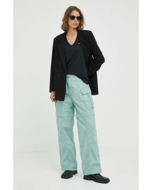 Levi's spodnie CONVERTIBLE CARGO damskie kolor zielony fason cargo high waist