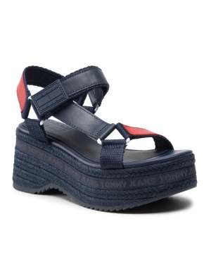 Tommy Jeans Espadryle Wedge Sandal EN0EN01810 Granatowy