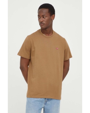 Levi's t-shirt bawełniany męski kolor brązowy gładki