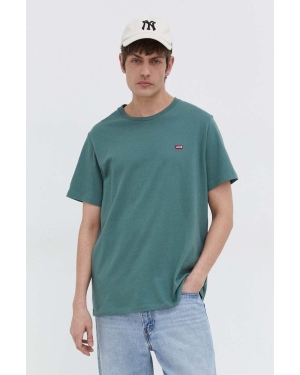 Levi's t-shirt bawełniany męski kolor zielony gładki
