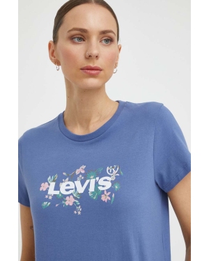 Levi's t-shirt bawełniany damski kolor niebieski