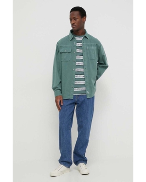Levi's koszula jeansowa męska kolor zielony relaxed z kołnierzykiem klasycznym