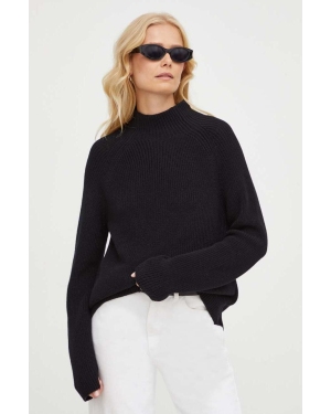 Marc O'Polo sweter bawełniany kolor czarny z półgolfem