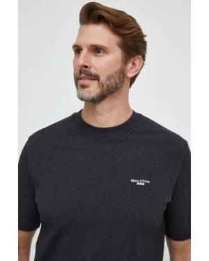 Marc O'Polo t-shirt bawełniany męski kolor czarny gładki