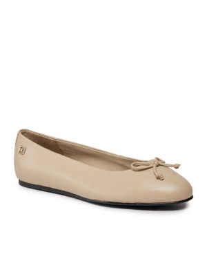 Tommy Hilfiger Baleriny Essential Leather Ballerina FW0FW07768 Beżowy