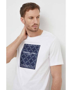 Michael Kors t-shirt bawełniany męski kolor biały z aplikacją