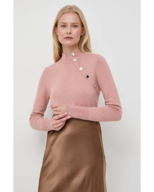 Morgan sweter damski kolor różowy lekki z półgolfem