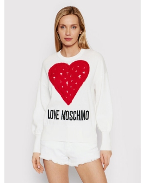 LOVE MOSCHINO Sweter WSM1011X 1472 Biały Regular Fit