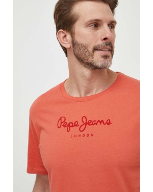 Pepe Jeans t-shirt bawełniany Eggo męski kolor pomarańczowy z nadrukiem