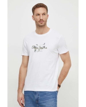 Pepe Jeans t-shirt bawełniany Count męski kolor biały z nadrukiem
