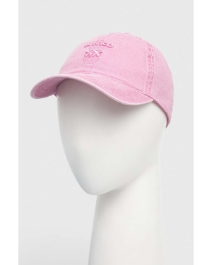 Pinko czapka z daszkiem bawełniana kolor różowy gładka