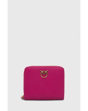 Pinko portfel skórzany damski kolor różowy