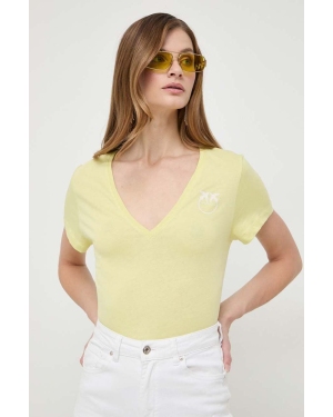 Pinko t-shirt bawełniany damski kolor żółty