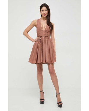 Pinko sukienka kolor brązowy mini rozkloszowana