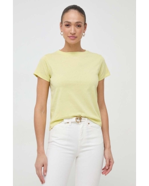 Pinko t-shirt bawełniany damski kolor żółty