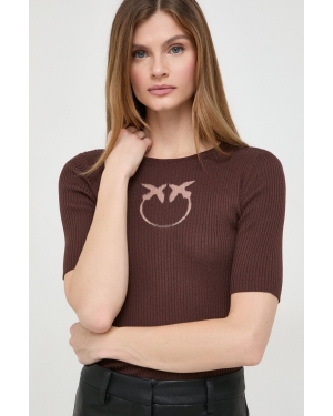 Pinko sweter jedwabny kolor brązowy lekki