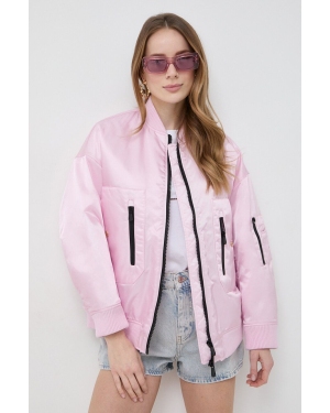 Pinko kurtka bomber damski kolor różowy przejściowa oversize