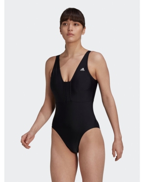 adidas Strój kąpielowy Iconisea 3-Stripes Swimsuit HI1082 Czarny Fitted Fit