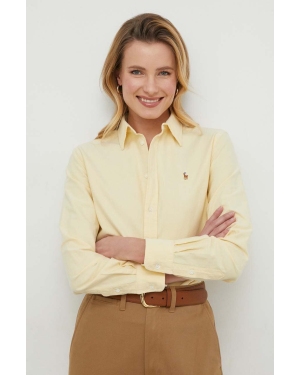 Polo Ralph Lauren koszula bawełniana damska kolor żółty relaxed z kołnierzykiem klasycznym