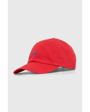 Polo Ralph Lauren czapka z daszkiem bawełniana kolor czerwony gładka
