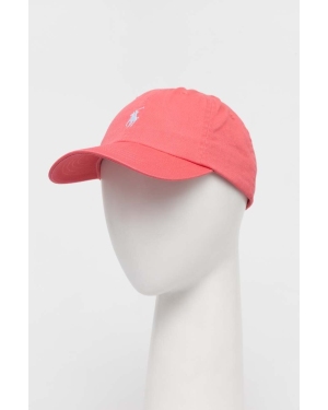 Polo Ralph Lauren czapka z daszkiem bawełniana kolor różowy z aplikacją