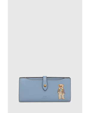 Polo Ralph Lauren portfel skórzany damski kolor niebieski