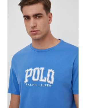 Polo Ralph Lauren t-shirt bawełniany męski kolor niebieski z nadrukiem