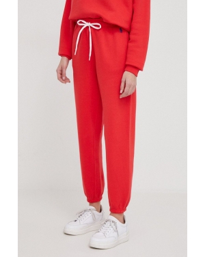 Polo Ralph Lauren spodnie dresowe kolor czerwony gładkie