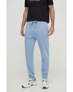Polo Ralph Lauren spodnie dresowe bawełniane kolor niebieski gładkie