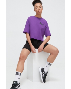 Puma t-shirt bawełniany PUMA X SWAROVSKI damski kolor fioletowy