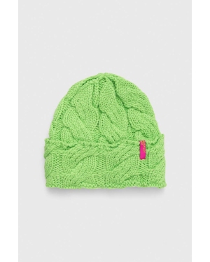 Roxy czapka x Rowley kolor zielony z grubej dzianiny