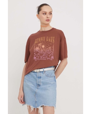 Roxy t-shirt bawełniany damski kolor brązowy