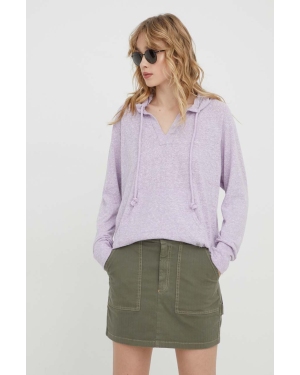 Roxy bluza damska kolor fioletowy z kapturem melanżowa
