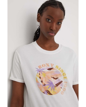 Roxy t-shirt bawełniany damski kolor biały