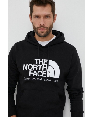 The North Face bluza bawełniana męska kolor czarny z kapturem z nadrukiem