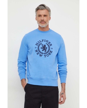 Tommy Hilfiger bluza bawełniana męska kolor niebieski z aplikacją